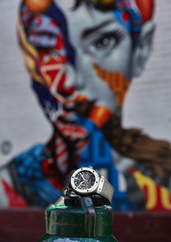 Hublot Aero Skeleton Concrete Jungle replica with black strap